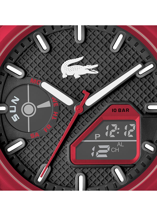 LACOSTE - LC33 Analog and Digital Display Silicon Strap Wrist Watch - 45 mm - Red - Image 1