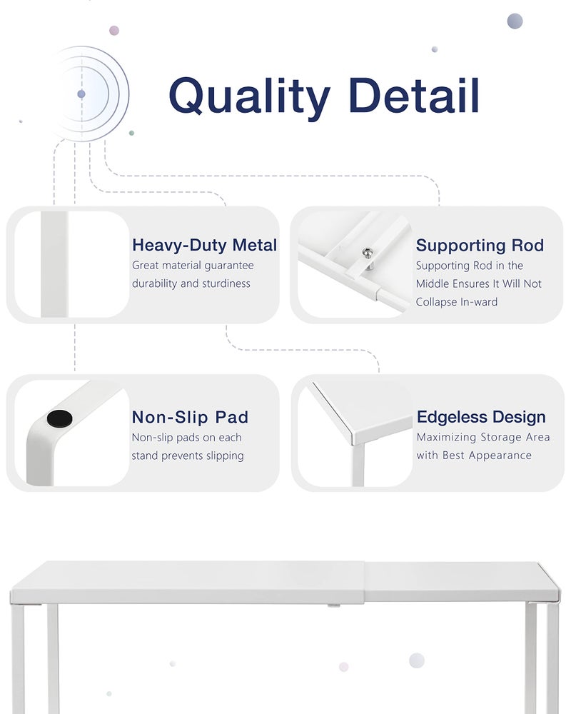 Nxconsu Cabinet Shelf Expandable Organizer Riser Rack for Kitchen Pantry Cupboard Under Sink Countertop Home Organization Extra Storage Space Saver Heavy Duty Metal Edgeless Design White - Image 3