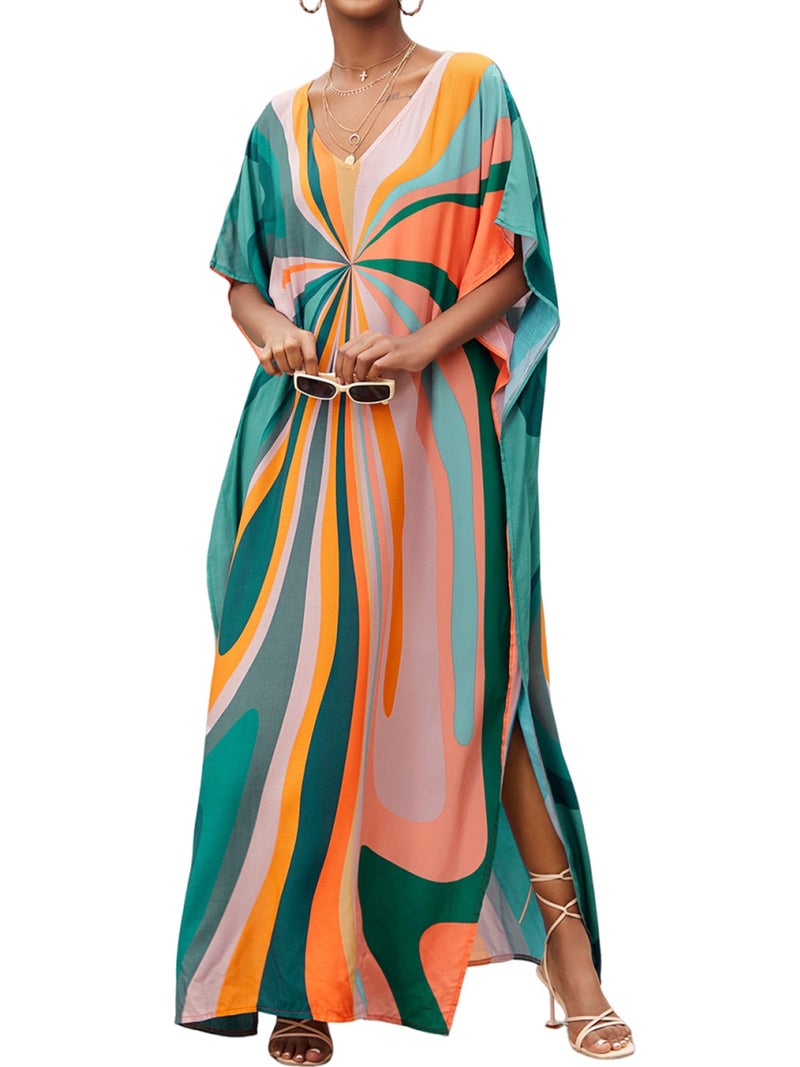 Moss Rose Kaftans Coverup Dresses for Women Moo Moos Swimsuit Caftan Plus Size Maxi Beach Vacation Clothes - Image 1