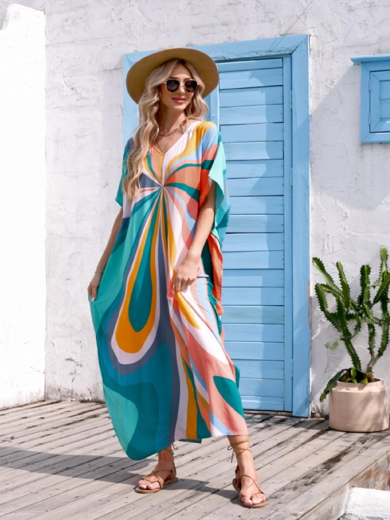 Moss Rose Kaftans Coverup Dresses for Women Moo Moos Swimsuit Caftan Plus Size Maxi Beach Vacation Clothes - Image 5