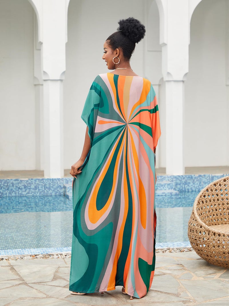 Moss Rose Kaftans Coverup Dresses for Women Moo Moos Swimsuit Caftan Plus Size Maxi Beach Vacation Clothes - Image 4
