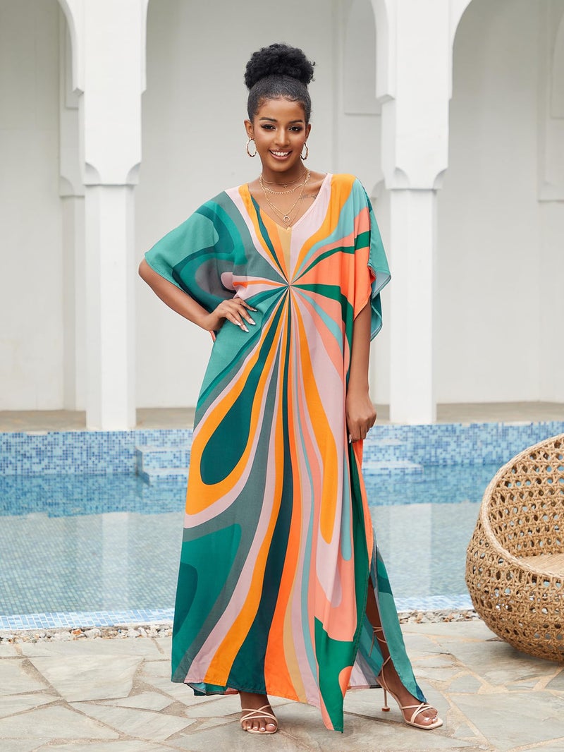 Moss Rose Kaftans Coverup Dresses for Women Moo Moos Swimsuit Caftan Plus Size Maxi Beach Vacation Clothes - Image 3