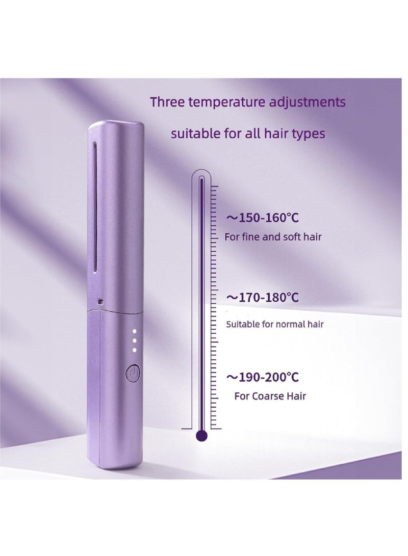 ELTRAZONE Rechargeable Mini Hair Straightener, Portable Cordless Hair Straightener,Electric Hot Comb Hair Straightener, Negative Ion Hair Straightener Brush, Travel Flat Iron for Hair Mini Cordless (Purple) - Image 4
