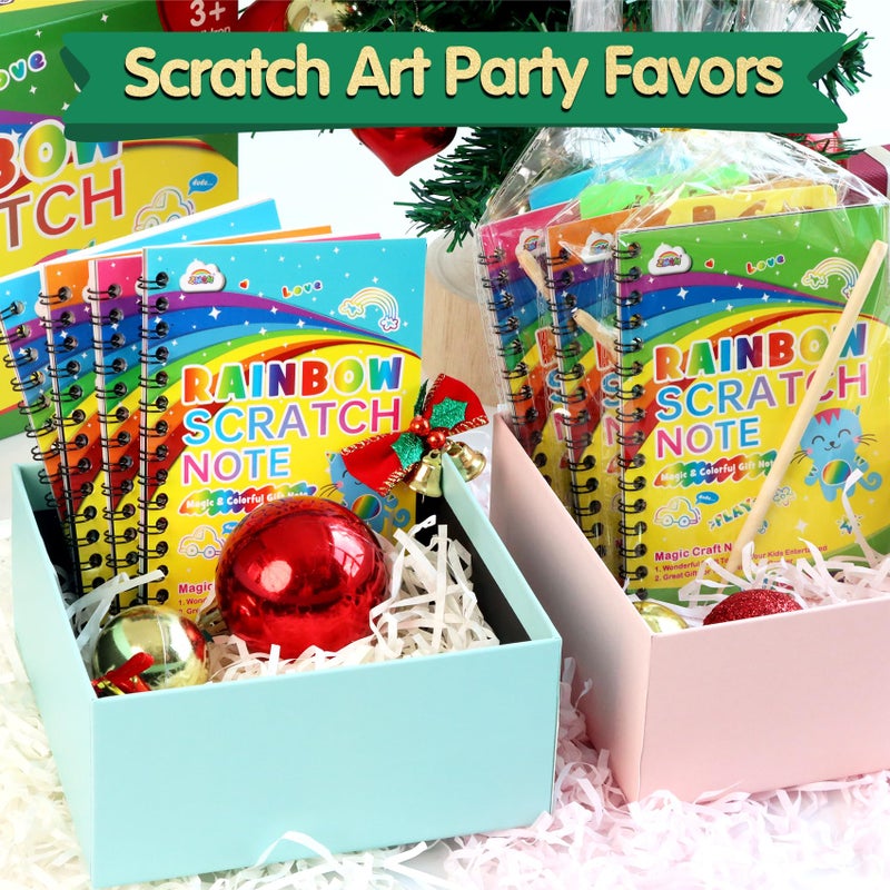 ZMLM Scratch Art Party Favors: 16 Pcs Birthday Gifts Goodie Bags Stuffers Rainbow Scratch Paper Craft Notebooks for Kids 4-8 Classroom Prize Students Back To School Supplies Toy Girls Boys Return Gift - Image 3