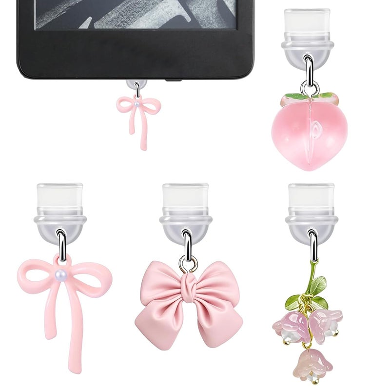 BdelrinQue 4Pcs Anti Dust Plug Type C, Type C Dust Plug, Pink Dust Cover, Dust Plug for Device Protection for Women - Image 1