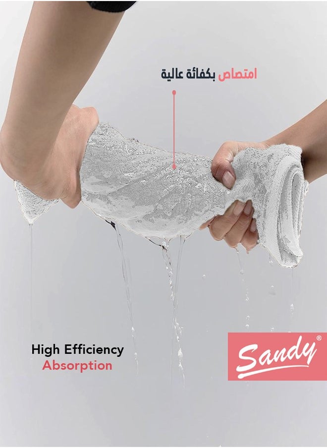 ساندي مجموعة مناشف الوجه، قطن 100% صنعت في مصر ، ناعمة وسريعة الجفاف وعالية الامتصاص (5 قطع - 33×33 سم) - أبيض  - Image 3