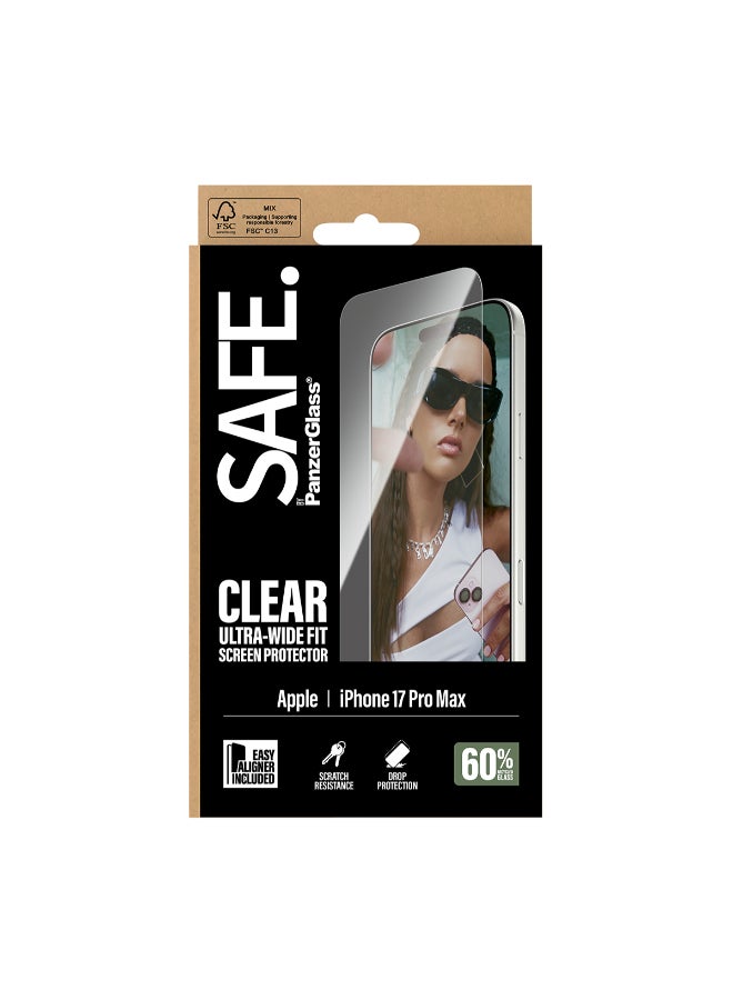 SAFE iPhone 17 Pro Max Screen Protector 6.9", Ultra Wide Fit Tempered Glass, Edge to Edge Drop Protection, Scratch Resistant, Case Friendly, w/ Easy Install Aligner - Clear - Image 2