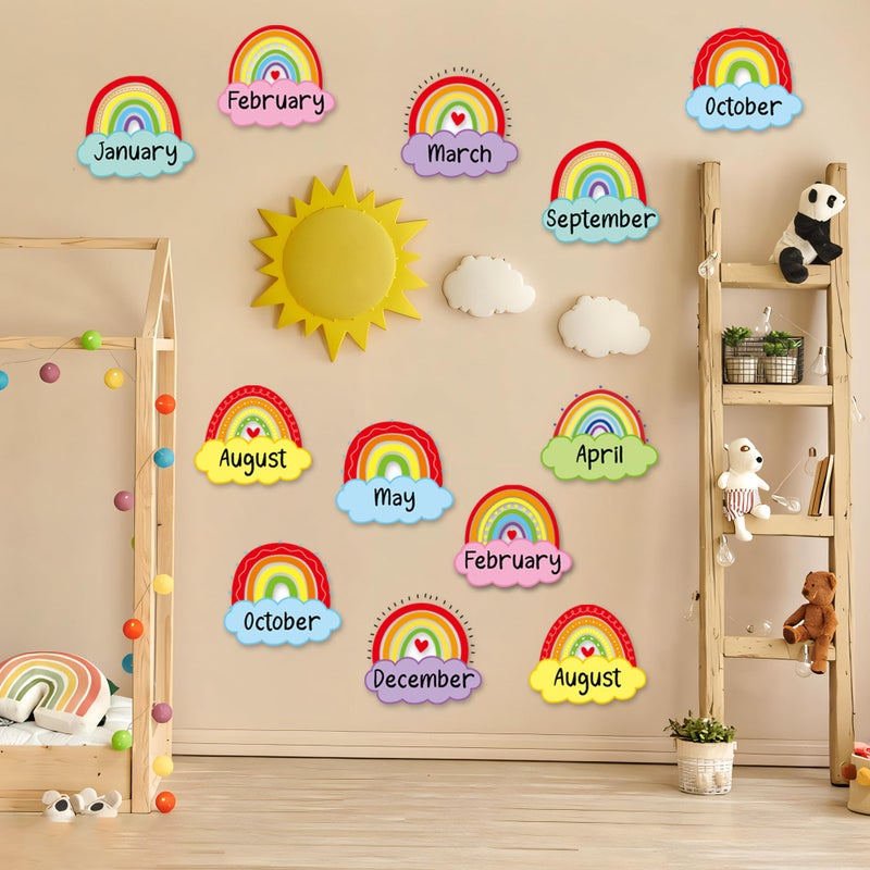 Mindoub Rainbow Happy Birthday Bulletin Board Rainbow Holiday Board Sign Let's Celebrate Happy Birthday Cloud Accents Cutouts for Calendars Bulletin Boards - Image 5