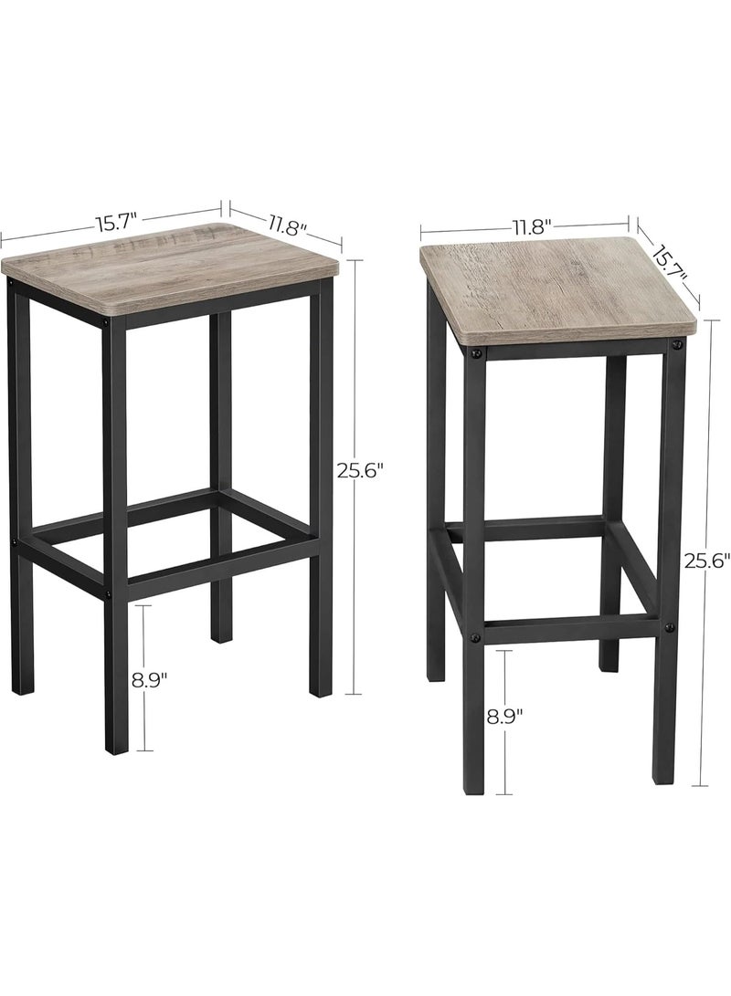 Bar Stools, Set of 2, Counter Height with Footrest, Metal Frame, Greige and Black, 30x40x65 cm - Image 2