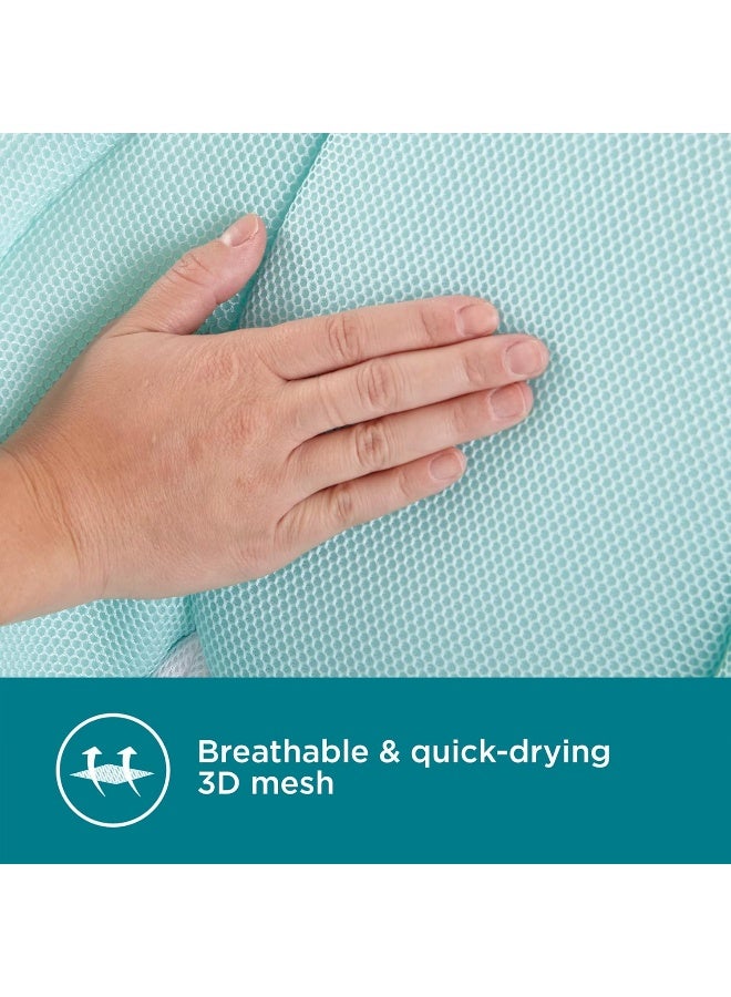 Contours حمام الأطفال القابل للطي من كونتورز، مقعد استحمام داعم للأطفال، وسادة شبكية 3D فاخرة، مواد سريعة الجفاف، حمام للأطفال في الحوض، حمام للأطفال من 0-6 أشهر - أزرق، نعناعي - Image 3