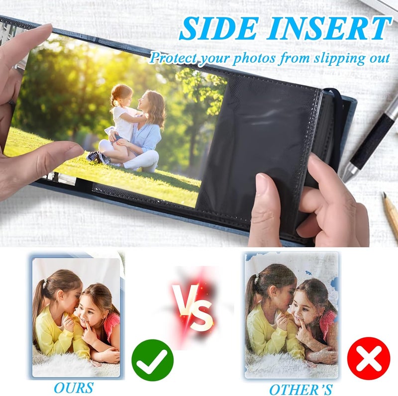 Elitecran 2 Pack Mini Photo Book, Small Photo Album, Small Pocket Photo for 200 10 x 15 Photos Album, Mini Photo Book, Pages, Photo Album for Inserting with Linen Cover for Holiday, Birthday - Image 3