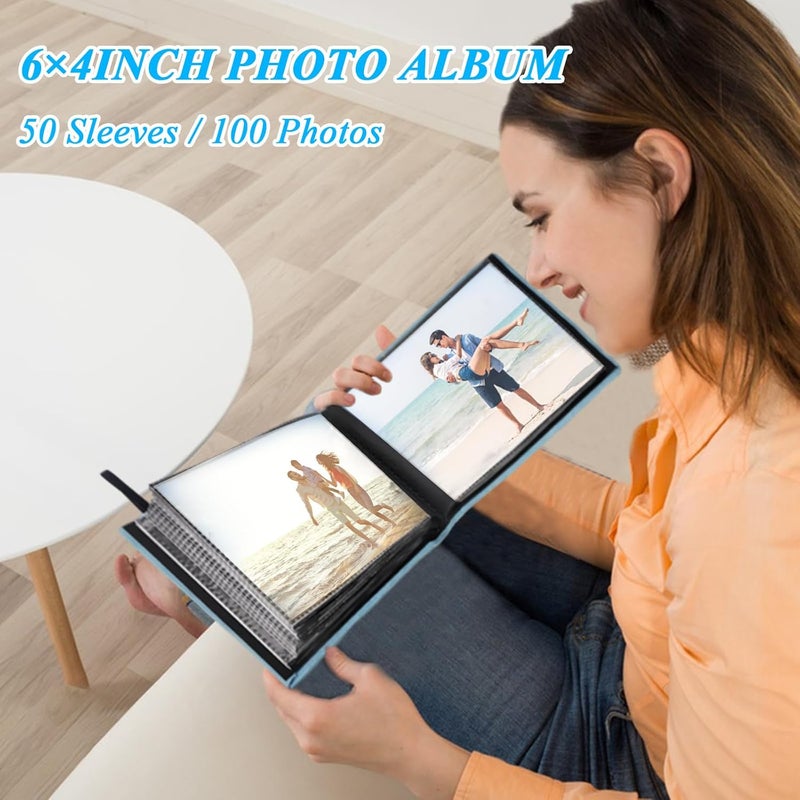 Elitecran 2 Pack Mini Photo Book, Small Photo Album, Small Pocket Photo for 200 10 x 15 Photos Album, Mini Photo Book, Pages, Photo Album for Inserting with Linen Cover for Holiday, Birthday - Image 4