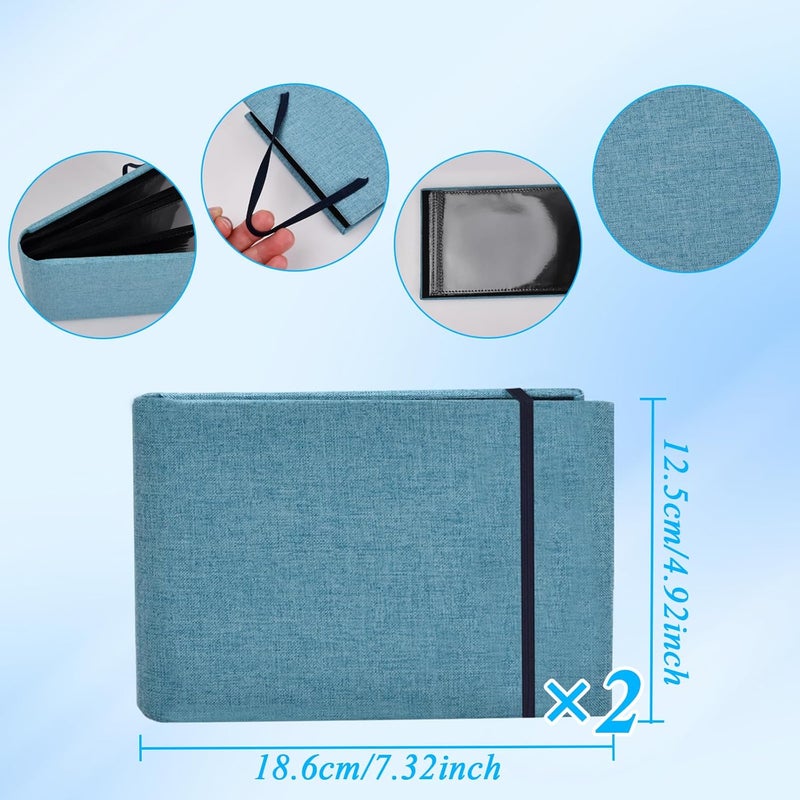 Elitecran 2 Pack Mini Photo Book, Small Photo Album, Small Pocket Photo for 200 10 x 15 Photos Album, Mini Photo Book, Pages, Photo Album for Inserting with Linen Cover for Holiday, Birthday - Image 2