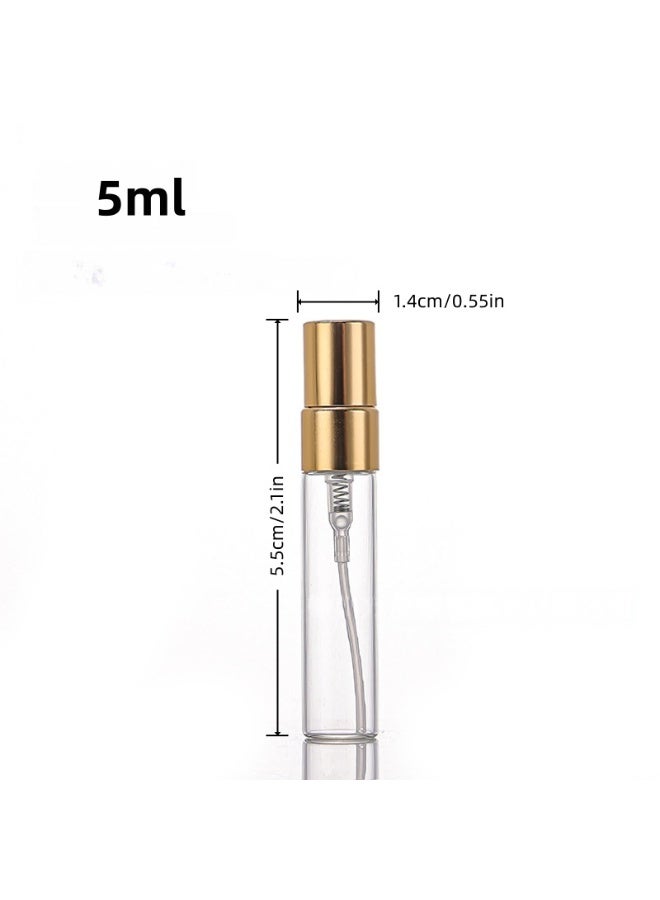 20 PCs Mini Spray Bottles 5 ml Clear Glass Perfume Bottles Refillable Fine Mist Perfume Atomizer Portable Empty Sample Containers for Cleaning, Essential Oils, Travel (Gold Cap) - Image 2