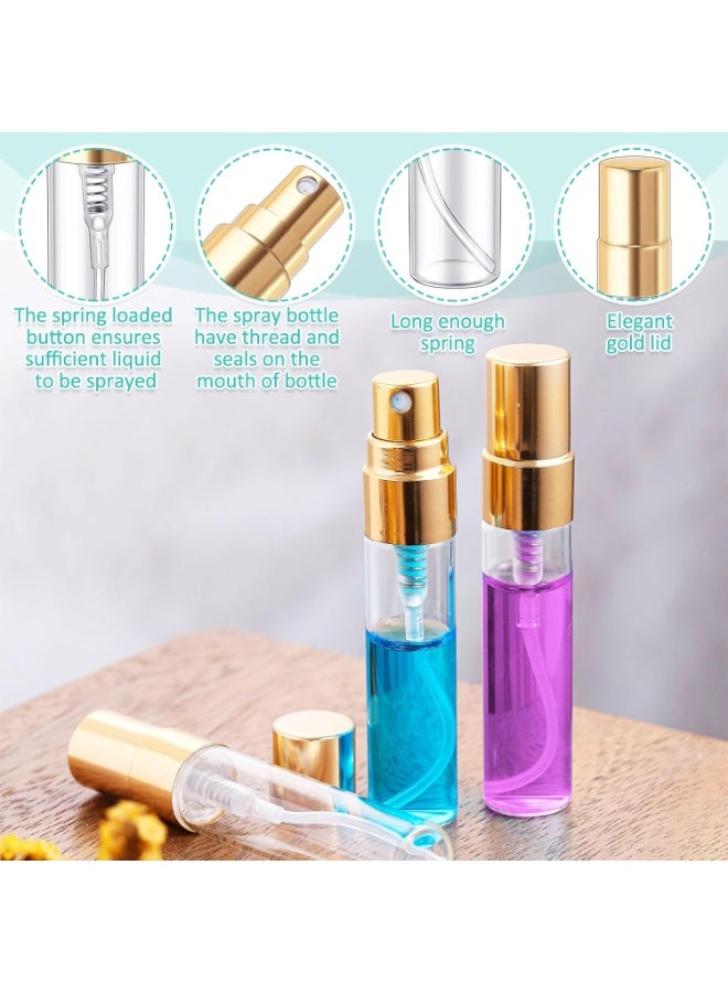 20 PCs Mini Spray Bottles 5 ml Clear Glass Perfume Bottles Refillable Fine Mist Perfume Atomizer Portable Empty Sample Containers for Cleaning, Essential Oils, Travel (Gold Cap) - Image 3