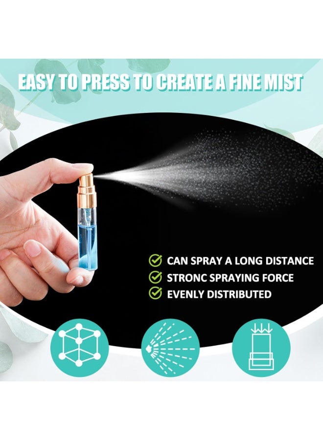 20 PCs Mini Spray Bottles 5 ml Clear Glass Perfume Bottles Refillable Fine Mist Perfume Atomizer Portable Empty Sample Containers for Cleaning, Essential Oils, Travel (Gold Cap) - Image 4