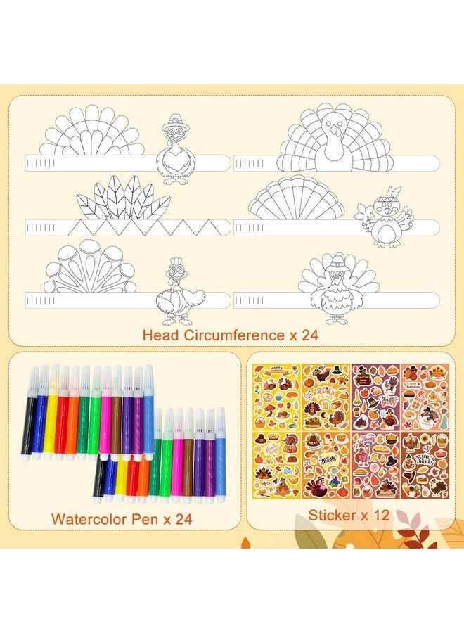 Cinrobiye 24 Sets Thanksgiving Turkey Craft Kits Fall Thanksgiving Ornaments Decorations Art Sets DIY Autumn Make a Turkey Crafts Stickers Arts and Crafts for Toddler Party Classroom Activities (Hat1) - Image 3