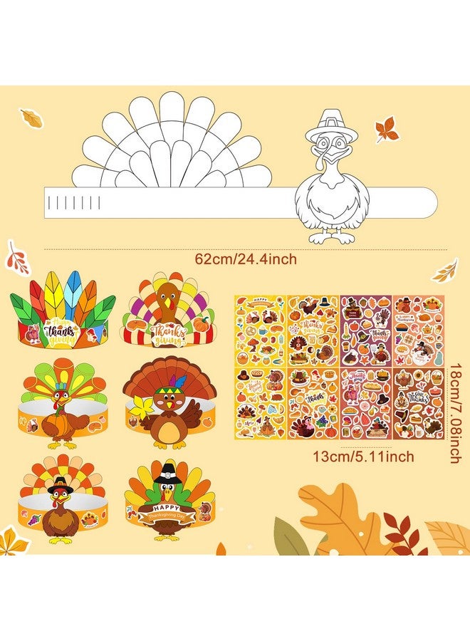 Cinrobiye 24 Sets Thanksgiving Turkey Craft Kits Fall Thanksgiving Ornaments Decorations Art Sets DIY Autumn Make a Turkey Crafts Stickers Arts and Crafts for Toddler Party Classroom Activities (Hat1) - Image 2