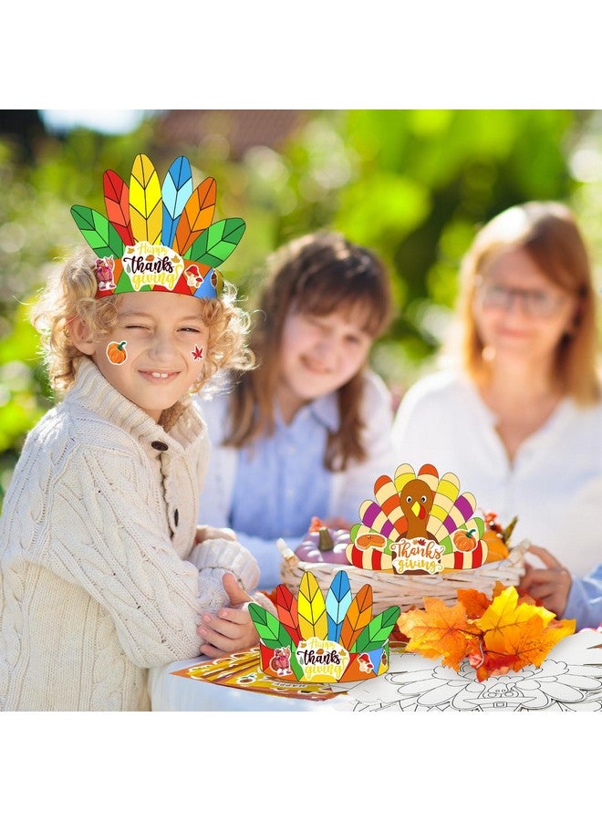 Cinrobiye 24 Sets Thanksgiving Turkey Craft Kits Fall Thanksgiving Ornaments Decorations Art Sets DIY Autumn Make a Turkey Crafts Stickers Arts and Crafts for Toddler Party Classroom Activities (Hat1) - Image 5