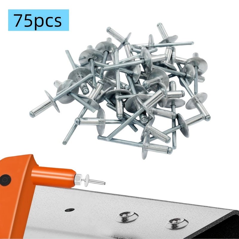 75pcs Large Cap Rivets Corrosion Resistant Fasteners for Truck Doors Household Commercial Automotive Aviation And Piping Systems - Image 1
