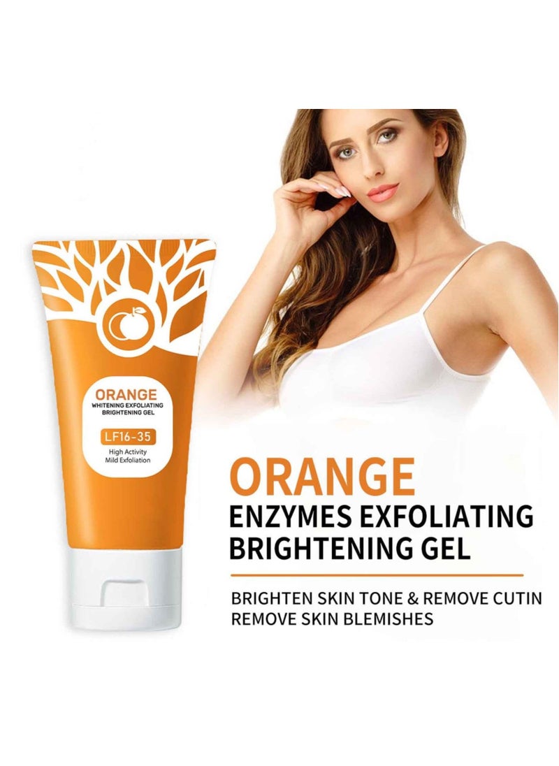 Orange Exfoliating Moisturizer Face Body Scrub Gel, Orange Exfoliating Gel Scrub for Face Body Skin, Orange Peeling Gel Face Scrub Deep Cleansing Moisturizing Facial Exfoliator (2 PCS) - Image 2