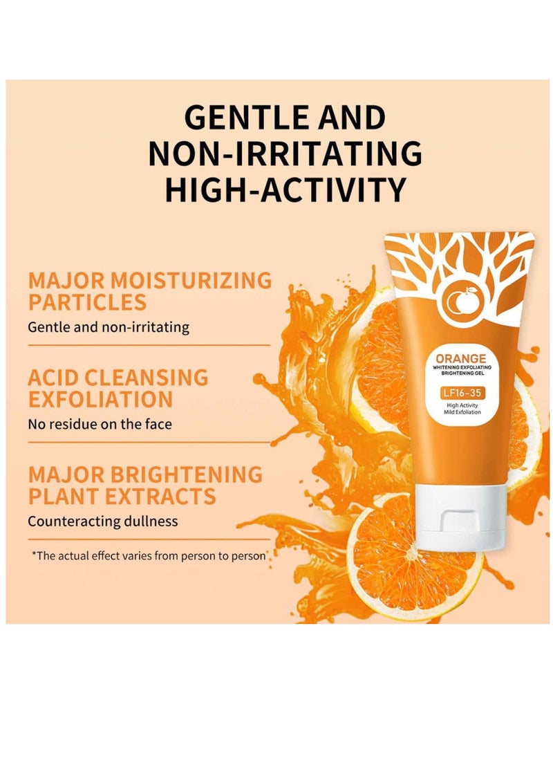 Orange Exfoliating Moisturizer Face Body Scrub Gel, Orange Exfoliating Gel Scrub for Face Body Skin, Orange Peeling Gel Face Scrub Deep Cleansing Moisturizing Facial Exfoliator (2 PCS) - Image 3