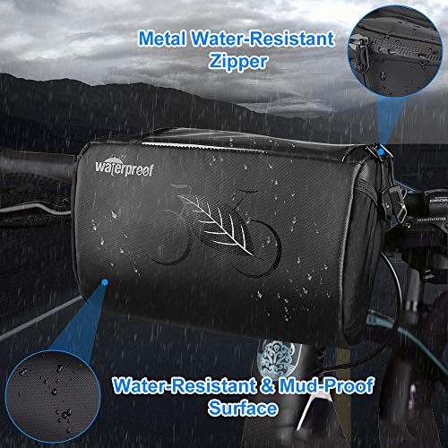 WOTOW Bike Waterproof Handlebar Bag, Bicycle Front Basket Pack with Touch Screen Phone Holder, Reflective Storage Pouch 3L for Men Women Kids Outdoor Road MTB Cycling - Image 2
