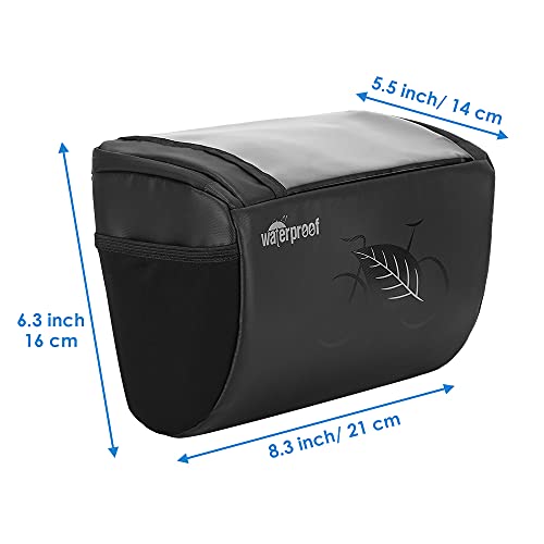 WOTOW Bike Waterproof Handlebar Bag, Bicycle Front Basket Pack with Touch Screen Phone Holder, Reflective Storage Pouch 3L for Men Women Kids Outdoor Road MTB Cycling - Image 5