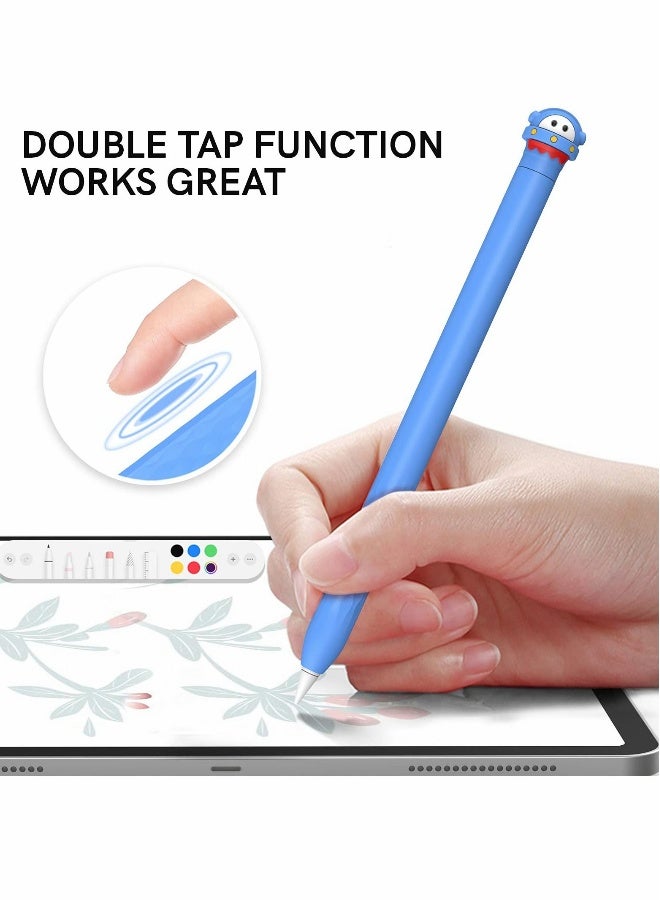Protective Case for Apple Pencil 2nd Generation, Cute Soft Silicone Cartoons Cover Sleeve Accessories Compatible Generation (Blue) - Image 3