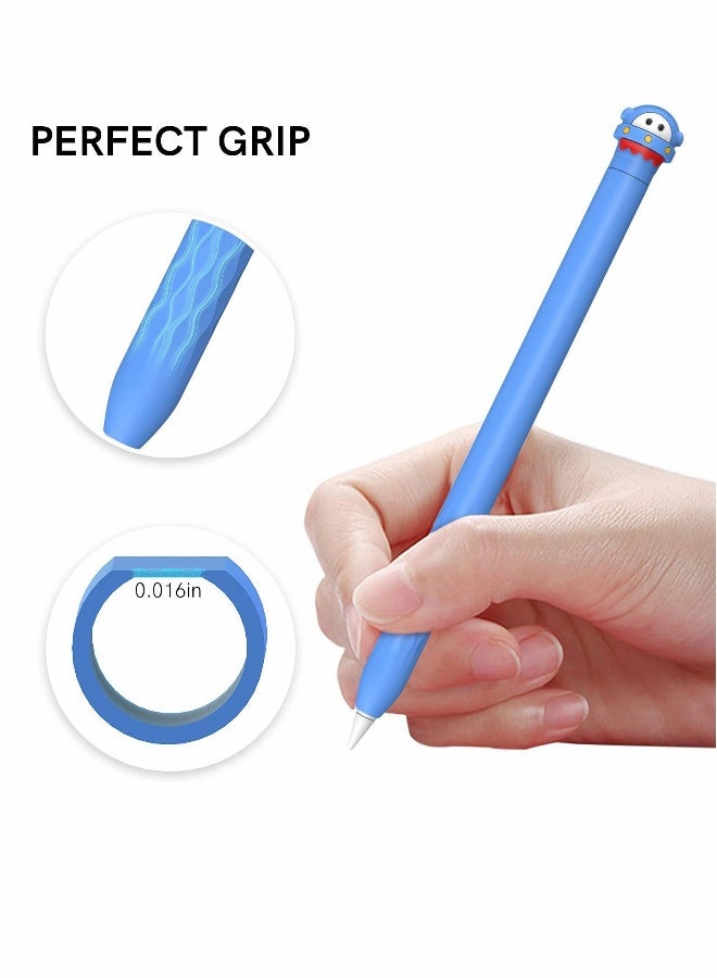 Protective Case for Apple Pencil 2nd Generation, Cute Soft Silicone Cartoons Cover Sleeve Accessories Compatible Generation (Blue) - Image 2