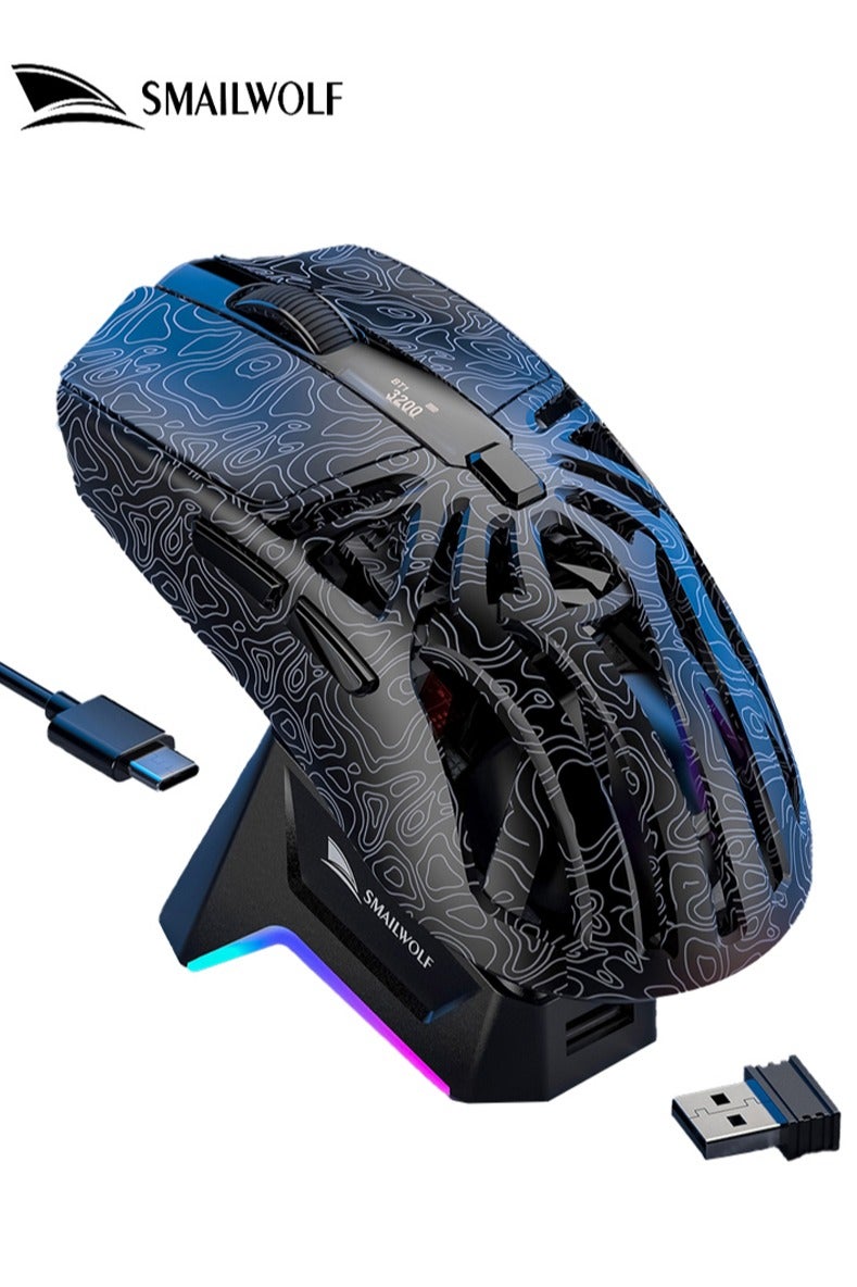 SMAILWOLF M8 Bluetooth Wireless Gaming Mouse Paw3311 Digital Display RGB Charging Base Mouse for Laptop Gaming Lightweight - Image 1
