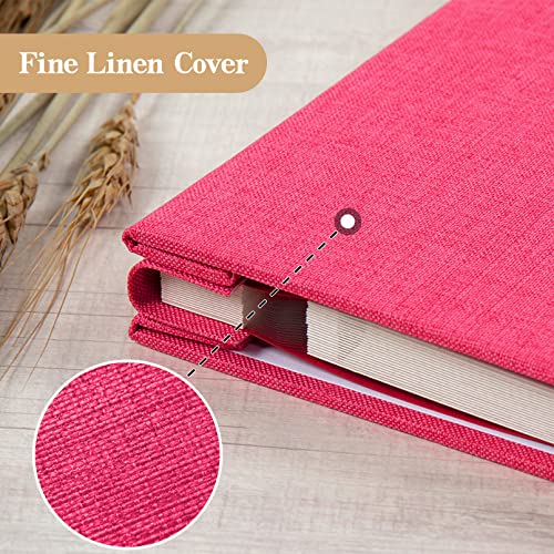 potricher Large Photo Album Self Adhesive 4x6 5x7 8x10 Pictures Linen Cover 40 Blank Pages Magnetic DIY Scrapbook Albums with A Metallic Pen (Rose Red) - Image 5