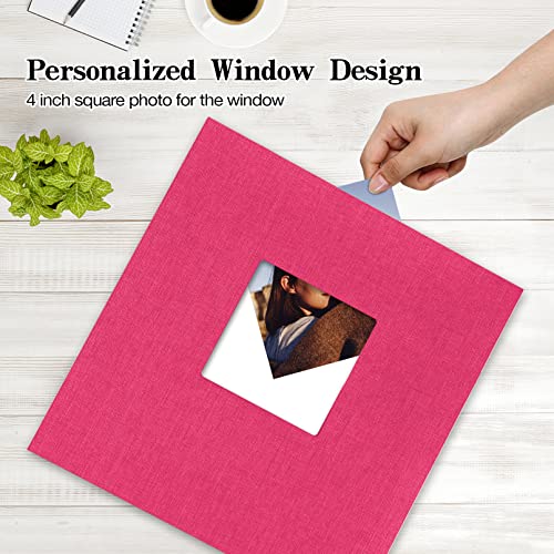 potricher Large Photo Album Self Adhesive 4x6 5x7 8x10 Pictures Linen Cover 40 Blank Pages Magnetic DIY Scrapbook Albums with A Metallic Pen (Rose Red) - Image 2