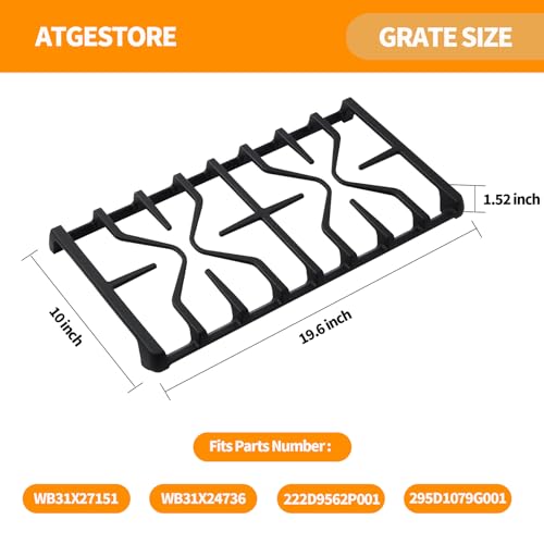 atgestore Upgraded WB31X27151 WB31X24736 Stove Grate Replacement for GE Stove Parts 19.6’’ x 10’’ Cast Iron Range Grate GE Range Surface Burner Grate General Electric Gas Cooktop Side Grate Rack - Image 3