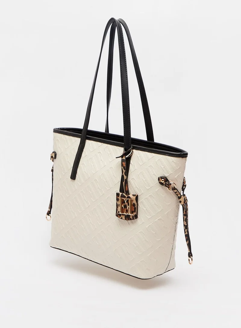 ELLE ELLE Embossed Shopper Bag with Double Handle and Zip Closure