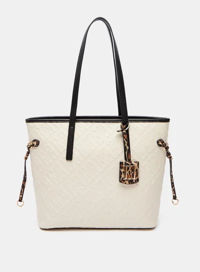 ELLE ELLE Embossed Shopper Bag with Double Handle and Zip Closure