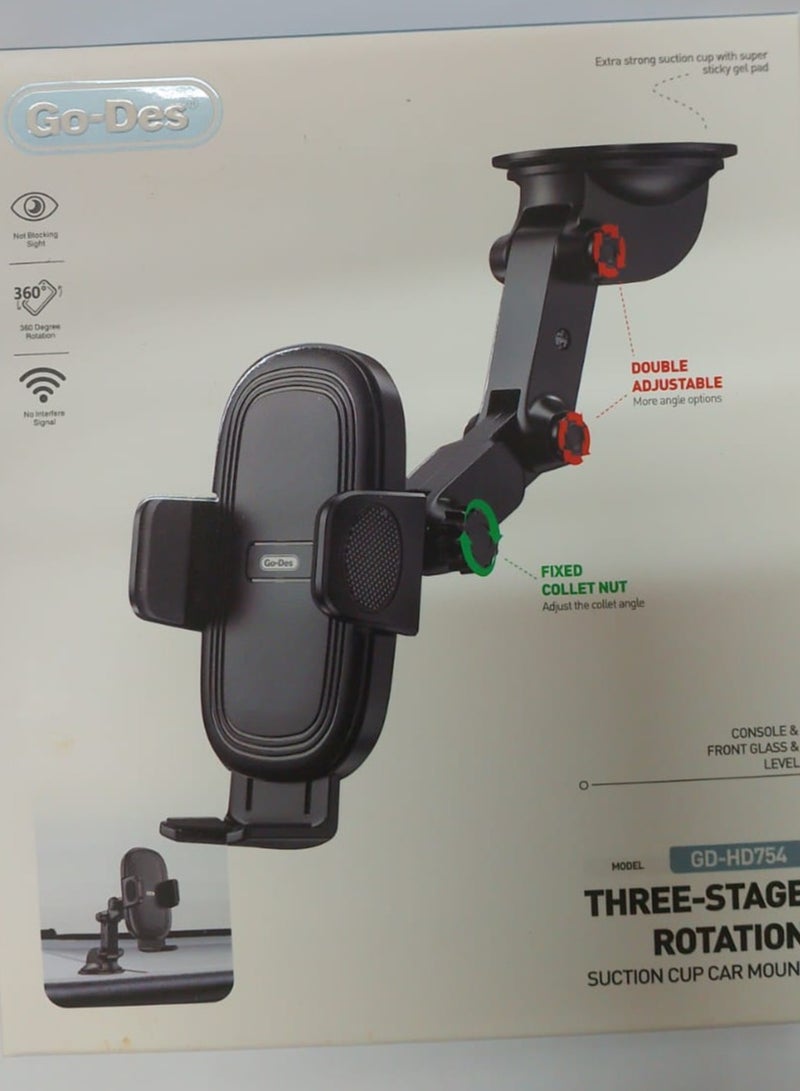 GO-DES three-stage rotation suction cup car mount - Image 2