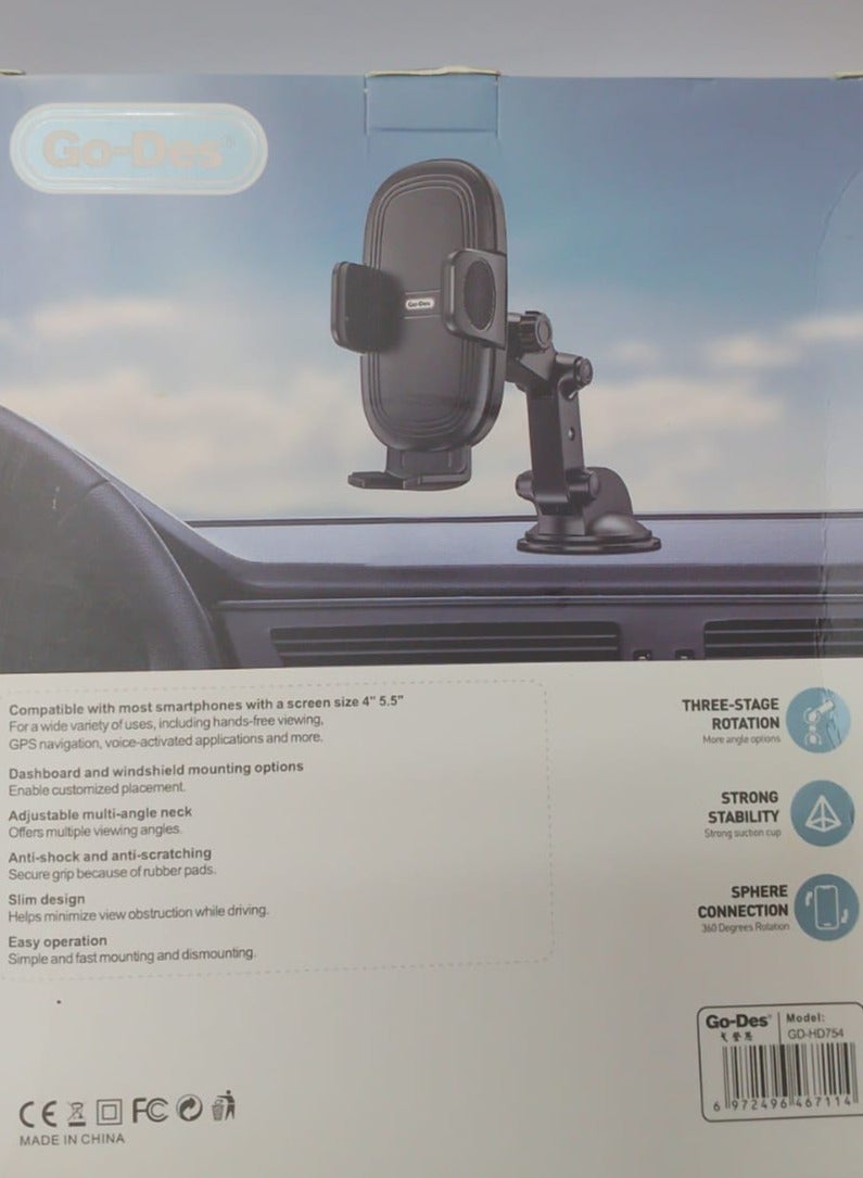 GO-DES three-stage rotation suction cup car mount - Image 1