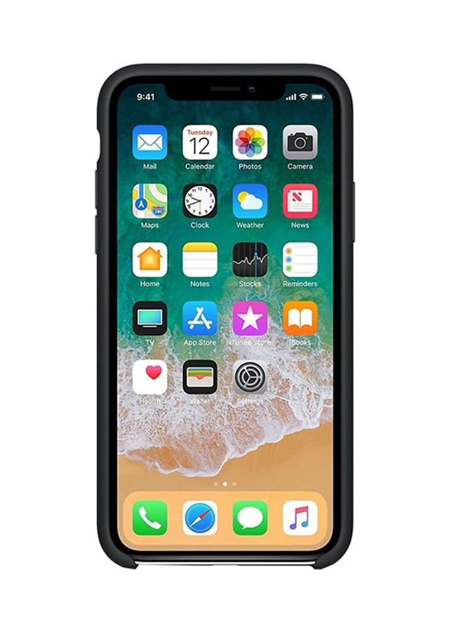 Silicone Back Cover For Apple iPhone Xs Black - Image 2