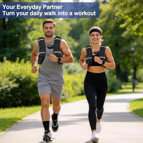 Zikopomi Weighted Vest with Adjustment Straps for Men Women 8lbs12lbs16lbs20lbs Weight Vest with Reflective Stripes for Workout Strength Training Running Fitness Hiking Weight - Image 3