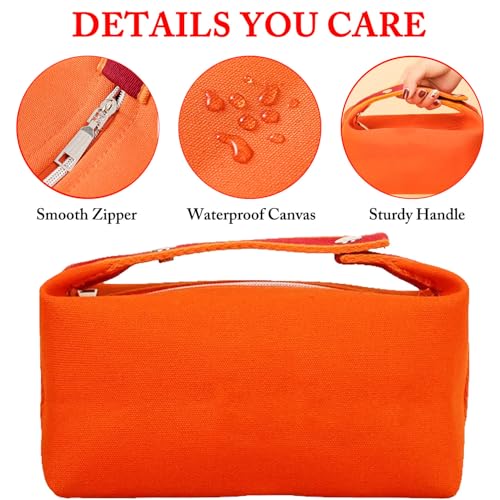 Fammart Travel Makeup Bag, Waterproof Canvas Cosmetic Bag Make Up Organizer Case for Women, Large Toiletry Bag Skincare Pouch for Toiletries Accessories Brushes - Image 5