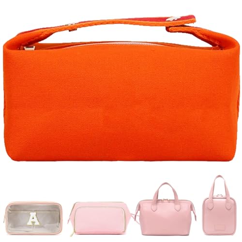 Fammart Travel Makeup Bag, Waterproof Canvas Cosmetic Bag Make Up Organizer Case for Women, Large Toiletry Bag Skincare Pouch for Toiletries Accessories Brushes - Image 1