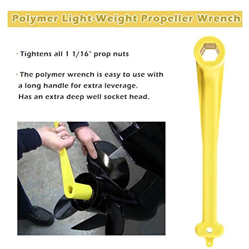 Yoursme Polymer Light-Weight Propeller Wrench 1-1/16" Marine Boat Nut Propeller Wrench for Mercury/Mercruiser/Alpha Replaces 91-859046Q4 Yellow, Rustproof Plastic - Image 2