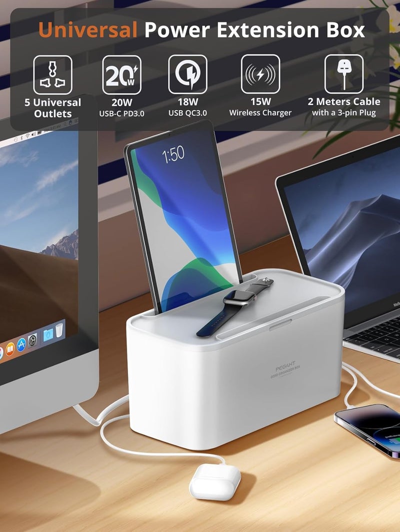 PEGANT 5-in-1 Power Extension Cord Organizer Box - Image 2