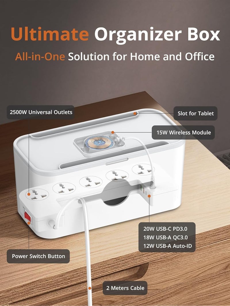 PEGANT 5-in-1 Power Extension Cord Organizer Box - Image 3