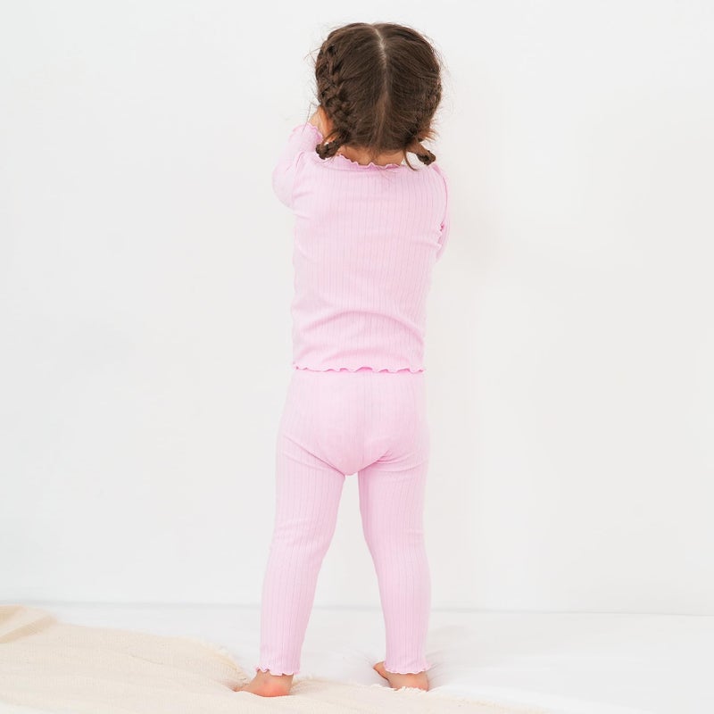 pureborn Kids Pajamas Set Pjs - Little Girl Long Sleeve Snug Fit Sleepwear 2pcs Light Pink 6-7 Years - Image 3