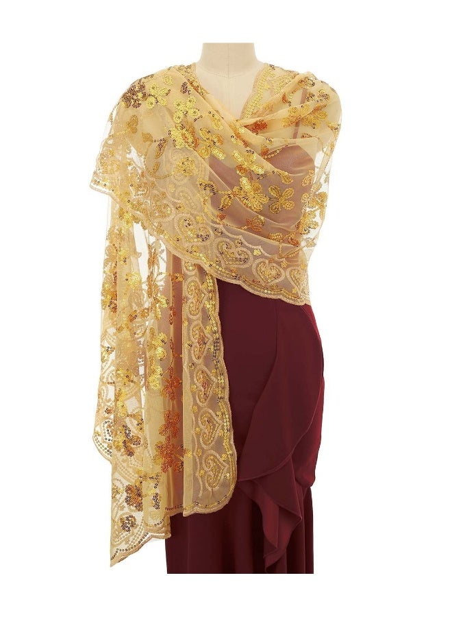 1920s Women's Shawls and Wraps, Sparkling Metallic Evening Scarves, Sequin Deco Wedding Wraps for Brides, Perfect for Parties and Special Occasions. - Image 3