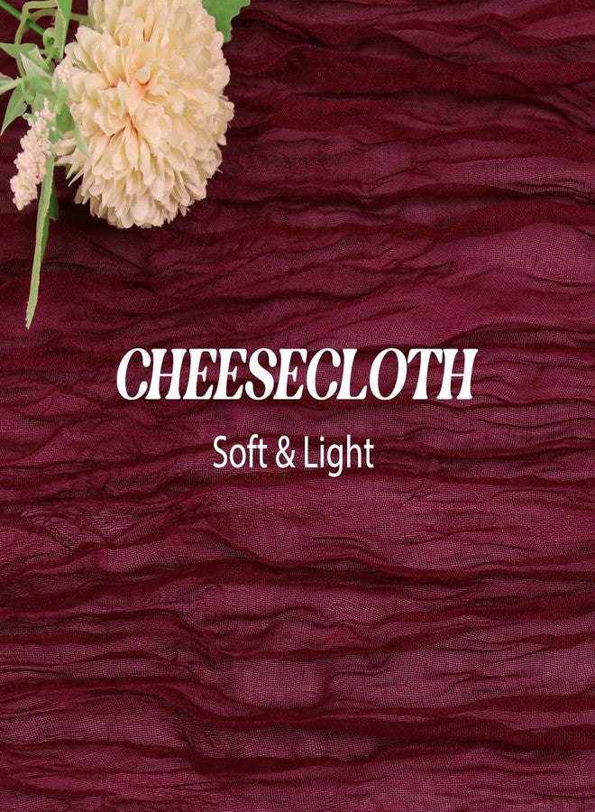 Jelyne 6 Pack 10FT Cheesecloth Table Runner 20 x 120 inch Long Boho Rustic Gauze Romantic Cheese Cloth Sheer Table Runner for Wedding Dining Event Birthday Anniversary Party Decoration(Burgundy) - Image 2