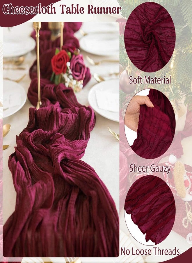 Jelyne 6 Pack 10FT Cheesecloth Table Runner 20 x 120 inch Long Boho Rustic Gauze Romantic Cheese Cloth Sheer Table Runner for Wedding Dining Event Birthday Anniversary Party Decoration(Burgundy) - Image 4