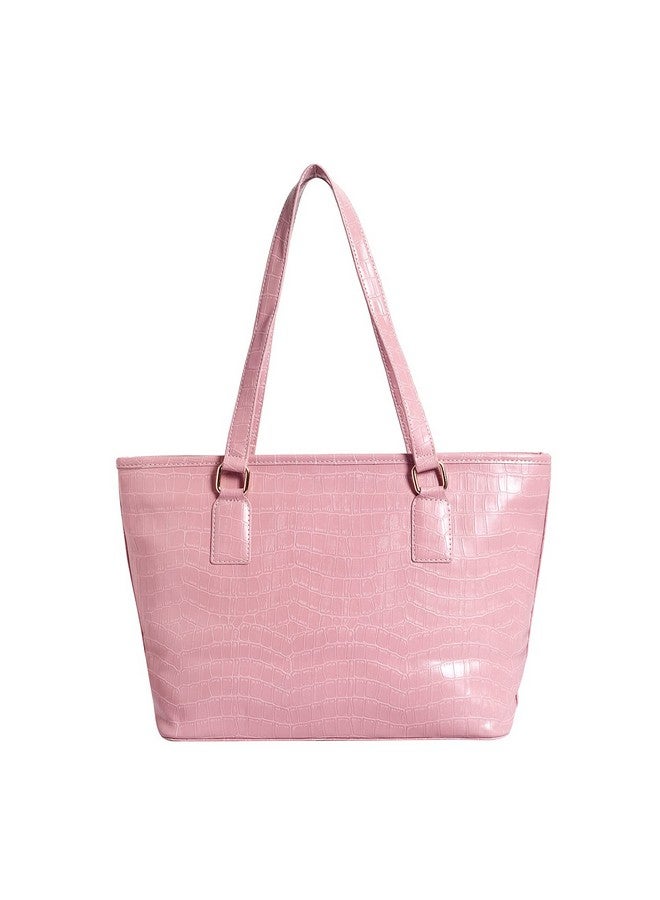 Lino Perros Peach Coloured Croco Shoulder Bag - Image 4